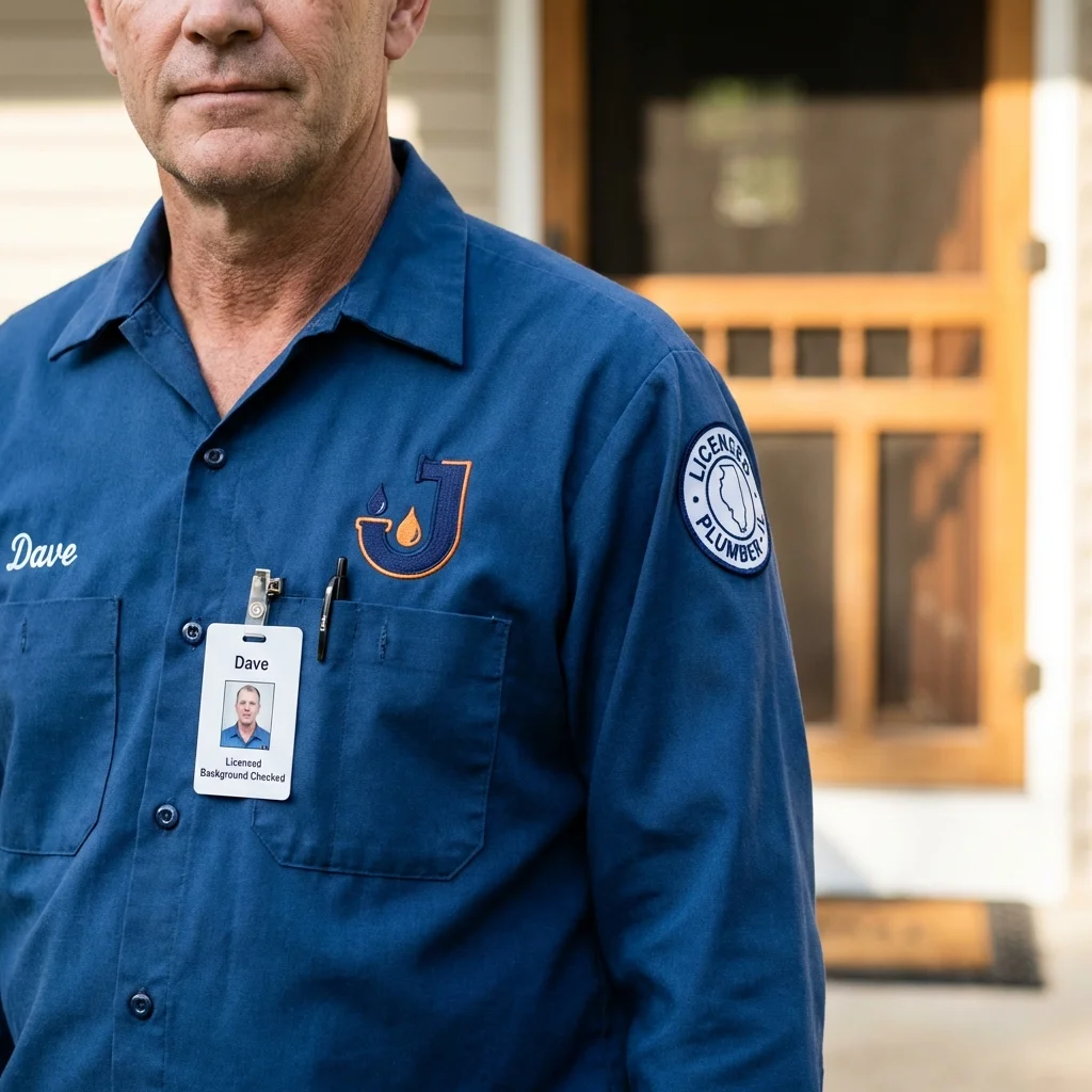 Licensed plumber showing ID badge in Boonton, NJ