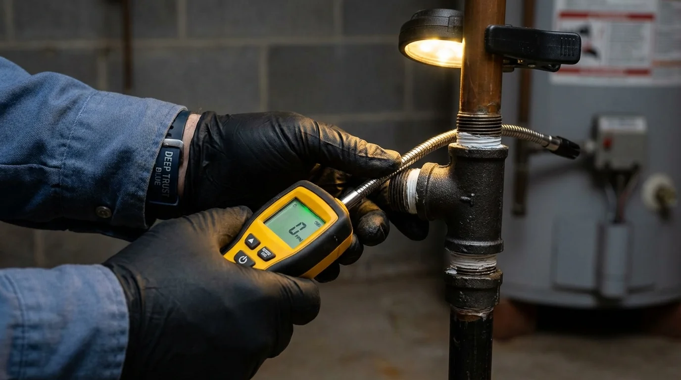 Gas leak detection with electronic sniffer by Johns Plumbing LLC in Boonton