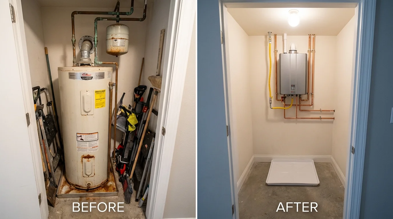 Tank water heater versus wall-mounted tankless unit comparison for Boonton, NJ homeowners